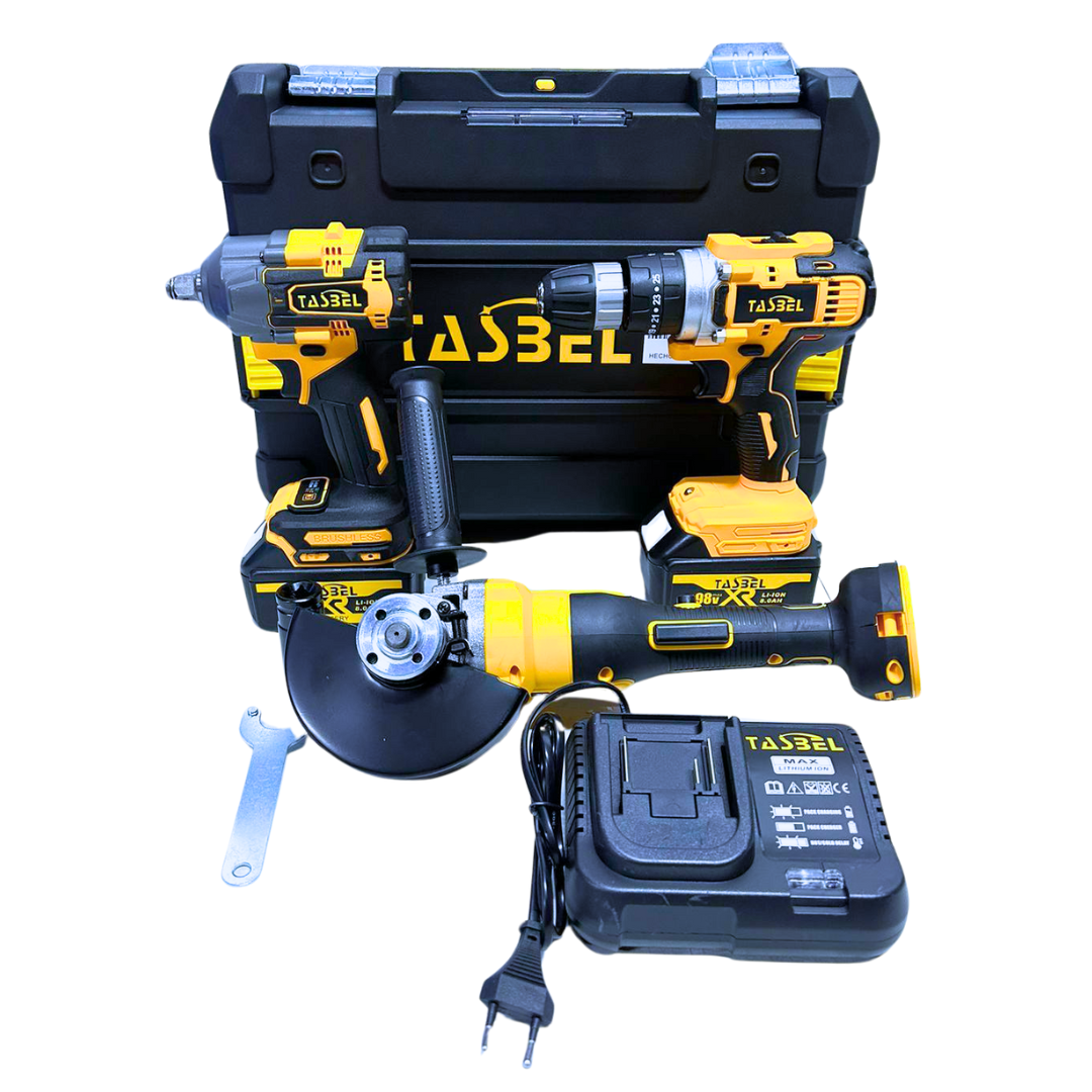 Set 3 herramientas inalámbricas taladro impacto esmeril kit completo