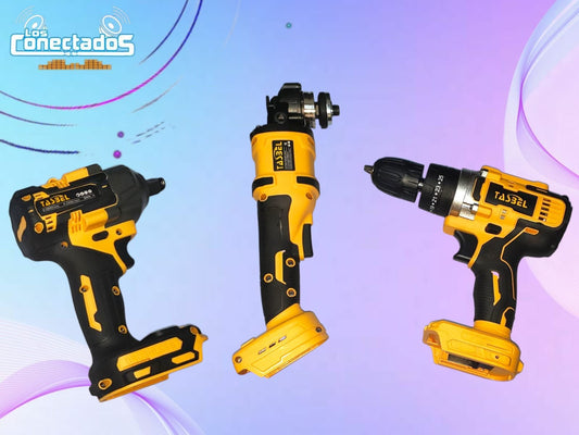 Kit 3 herramientas Tasbel 98v taladro llave impacto esmeril azul